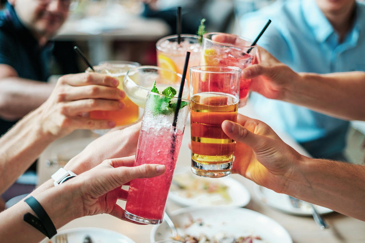 happy holidays, cocktails, drinks, alcohol, alcoholic, glass, beverage, party, alcoholic drinks, cold, restaurant, liquor, celebration, nature, drinking, summer, fresh, juice, red, refreshment, saluting, straws